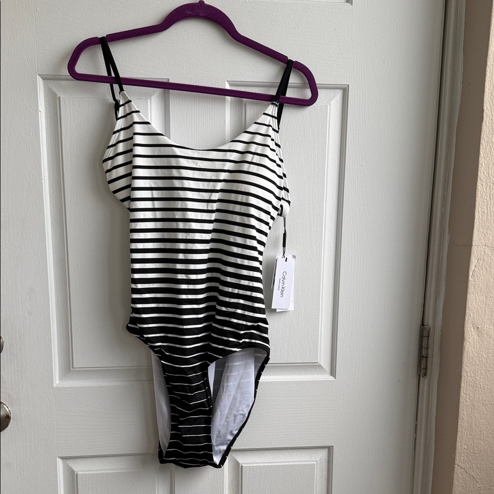 Calvin Klein Monochrome Striped Swimsuit